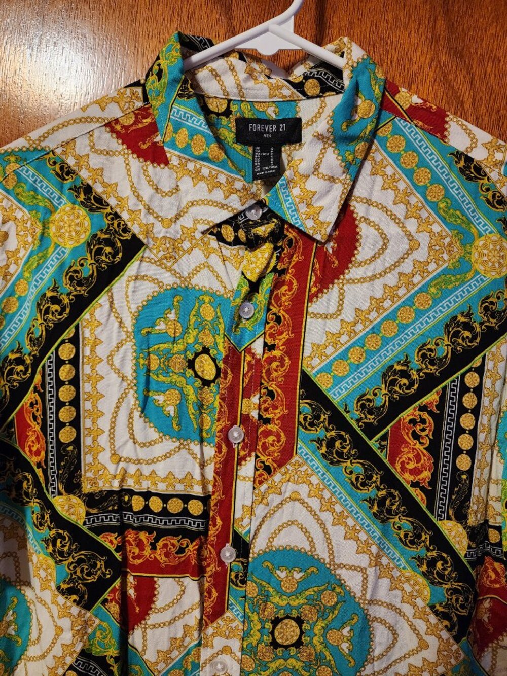 Men's Small Forever 21 Multicolor Vibrant Geometric Print Short Sleeve Shirt